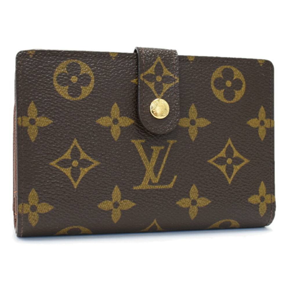 Louis Vuitton Porte Monnaie Wallet Viennois clasp Monogram leather brown